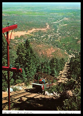 Vtg Postcard Arial View Mt Manitou Colorado Showing Incline Cable Car