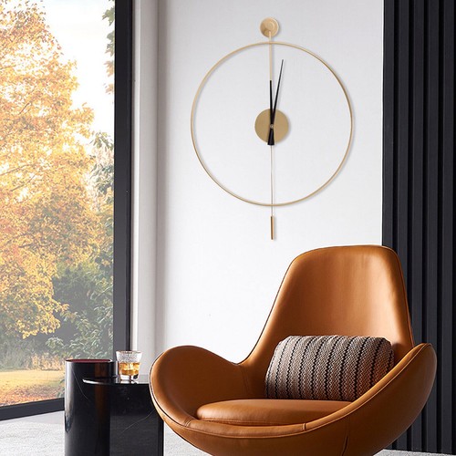 60cm Modern Gold Iron Round Swing wall clock for Living Room Home Office Decor - Picture 2 of 12