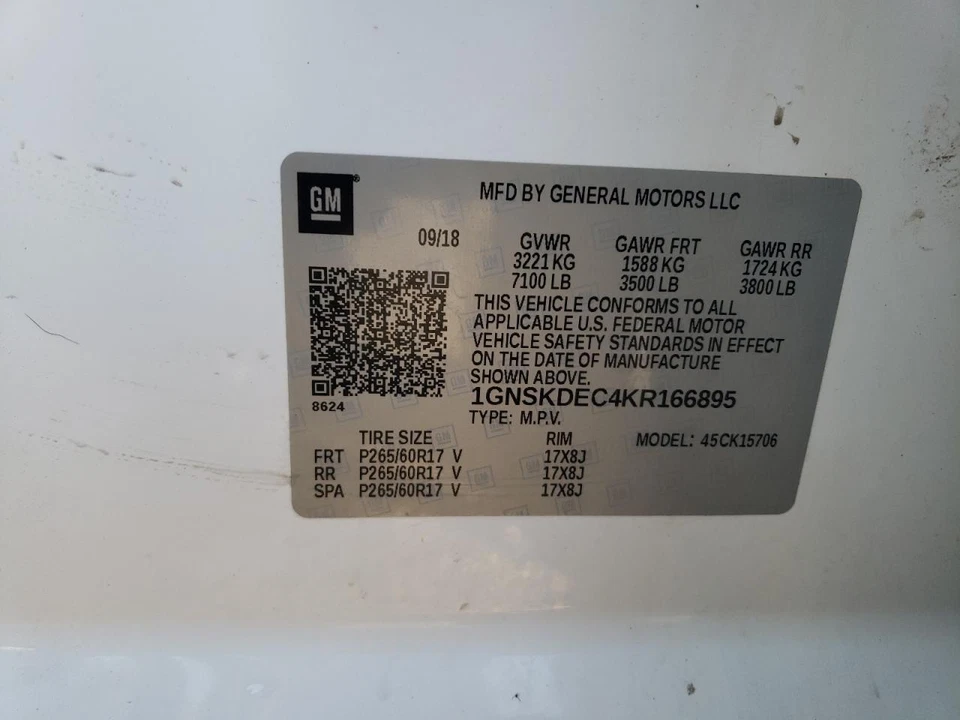 二手速度计 适合:2019 雪佛兰 Tahoe 集群 MPH 美国市场 6.0L ID — 第 4/4 张图片