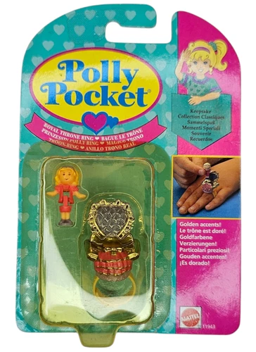 Polly Pocket Royal Throne Ring #11943 6 languages 1994 MIP vintage