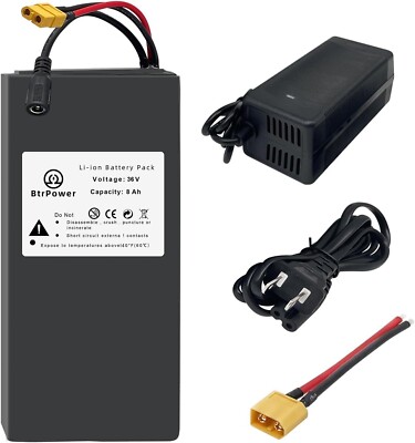 BtrPower 36V 8Ah Lithium li-ion Battery Pack For 750W Motor Ebike + 25A BMS