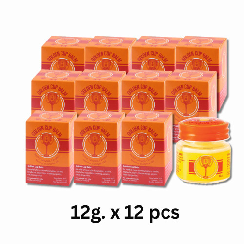 12X Aceite de eucalipto mentolado BÁLSAMO COPA DORADA TAILANDÉS dolor muscular, mordedura de insecto, 12 g.