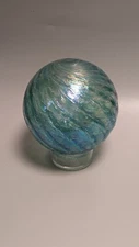 Glass Quest Mark Ellinger Signed Art Glass Iridescent 5.5" Footed Float 2011