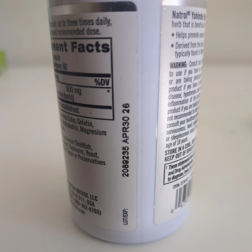 Natrol Yohimbe кора 500 мг мужское здоровье, 90 капсул  - Изображение 3 из 3