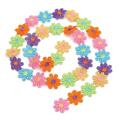 15 Yards Color Daisy for Sun Flower Decorating Lace Embroidered Trim Ribbon Appl - Image 1 of 4