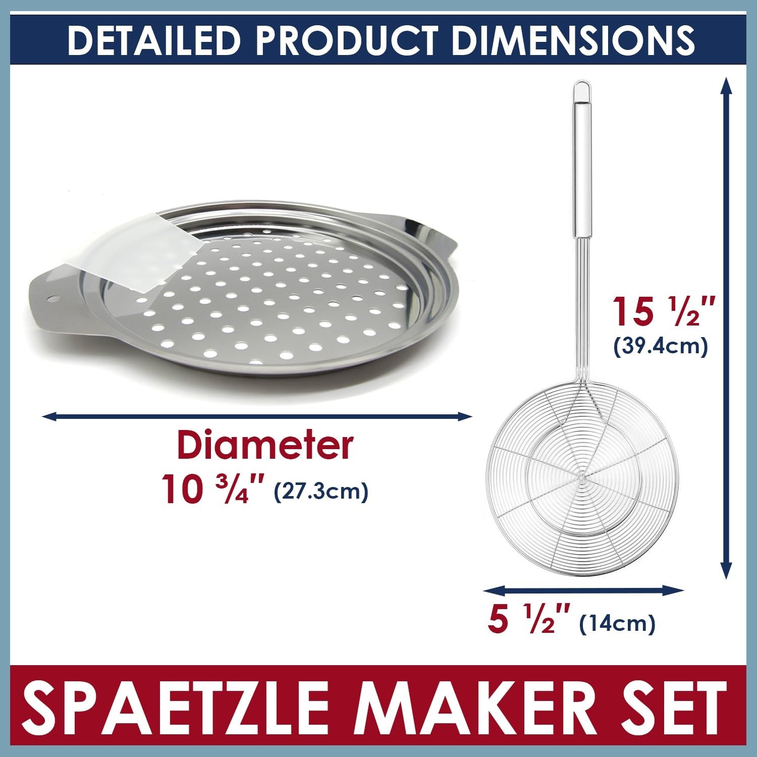 Stainless Steel Spaetzle Maker Lid with Scraper - Stainless Steel Spider Stra...