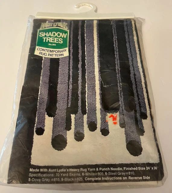 Vtg Aunt Lydia's SHADOW TREES Punch Needle Rug Pattern #304 & 100% Cotton Canvas - Image 4 of 4
