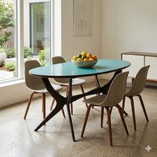 Table Basse Vintage Hêtre Teinté Design Italie Années 1950-60 Originale