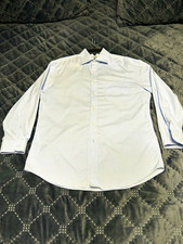 Jos. A. Bank Traveler Slim Fit 16 32 100 Cotton Light Blue Check Dress Shirt