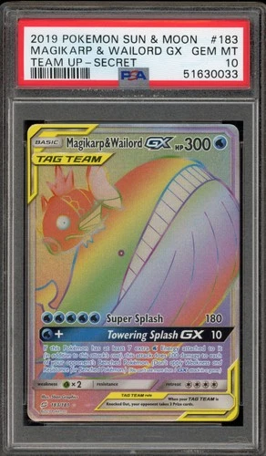 Pokemon Magikarp & Wailord GX Team Up Secret Rare #183 PSA 10 Gem Mint
