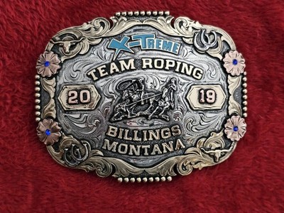 Rodeo X~Treme Team Roper RARE 2019 CHAMPION TROPHY BUCKLE Billings Montana T21