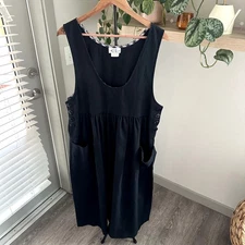 Vintage Cricket Lane Black Size 12 Cottagecore Pinafore Apron Dress