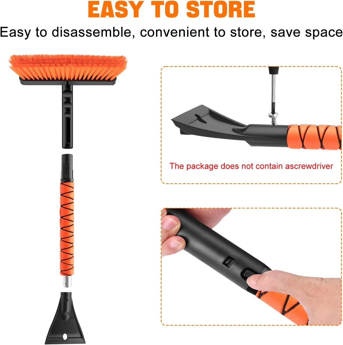 nacena Snow Brush and Ice Scrapers for Car Windshield, Detachable Snow Remover f