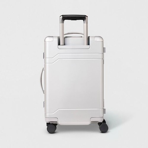OPEN STORY SIGNATURE HARDSIDE TRUNK CARRY ON SPINNER SUITCASE TSA LOCKS - SILVER
