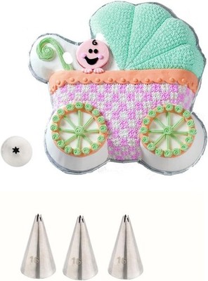 3-Piece #16 Stainless Steel Open Star Decorating Tips for Cake Cupcake