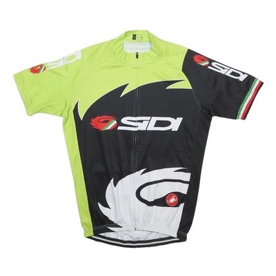 SIDI Herren Radtrikot grün & schwarz L Kurzarm Zip Neck Sportswear