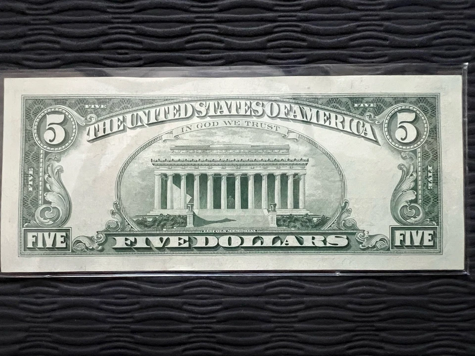 1963 $5.00 US Note Red Seal CCU (Fr#1536) - Image 2 of 2