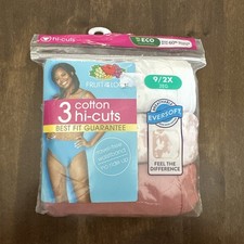 FRUIT OF THE LOOM WOMEN'S SIZE 9/2X 3 PAIR HI-CUTS UNDERWEAR ASSORTED