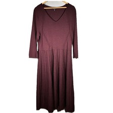 Talbots Merino Wool Sweater Dress XL Burgundy Wine Quiet Luxury Old Money Midi