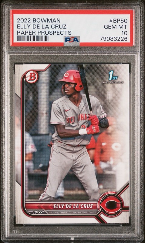 PSA 10 ELLY DE LA CRUZ 1st 2022 Bowman Paper Prospect Rookie Card RC GEM MINT