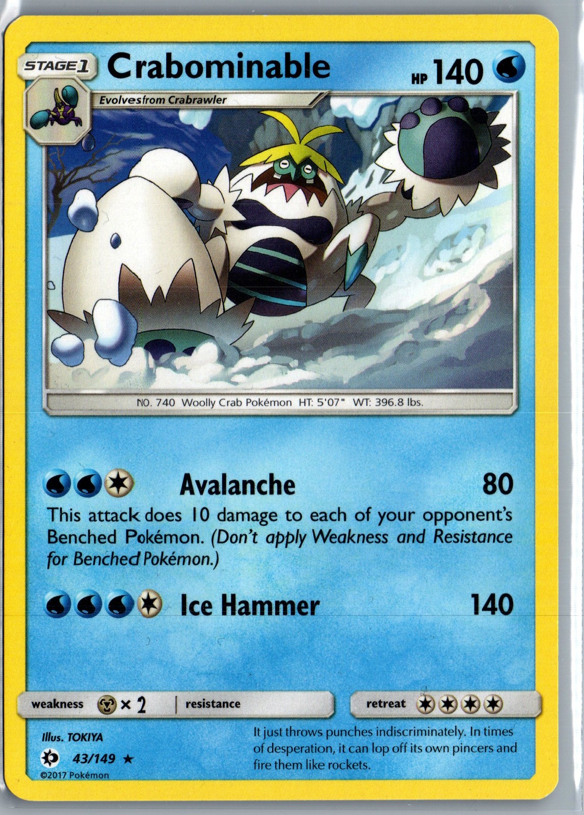 Crabominable Sun & Moon 43/149 Pokemon Card