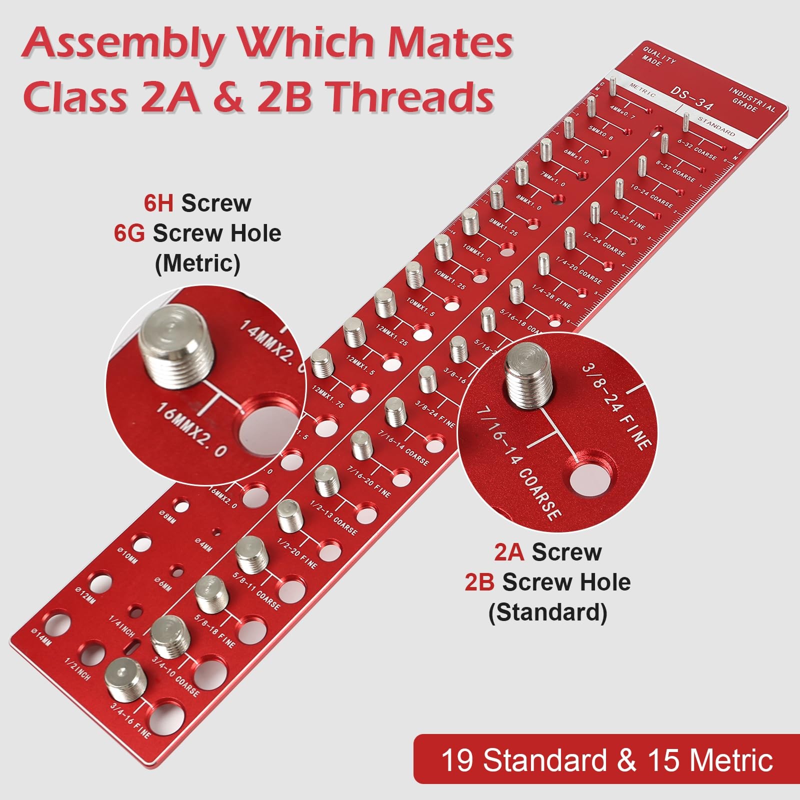 Thread Checker, Nut and Bolt Thread Checker, Bolt Size and Thread Identifier ...