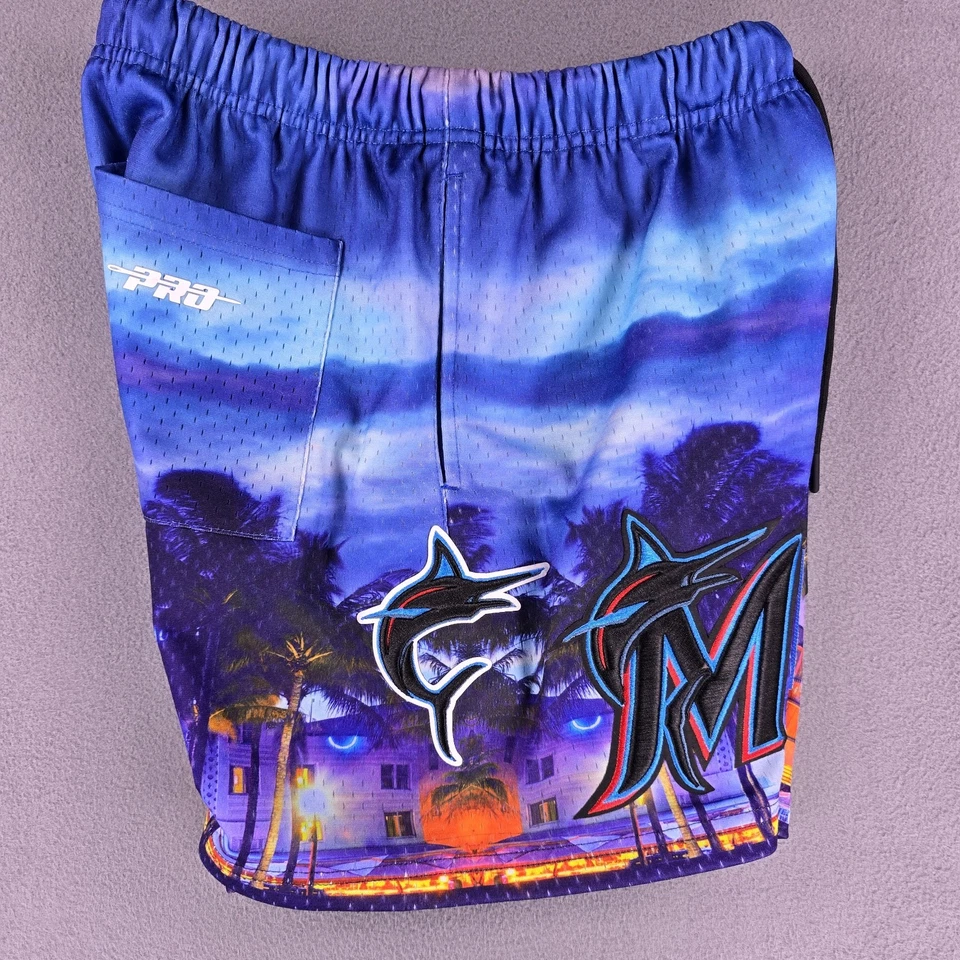 Pro Standard Miami Marlins Shorts Team Classic Men's Small Vaporwave Florida - Image 3 of 4