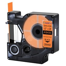 1PK Black on Orange 18435 Vinyl Label Tape 1/2" for Dymo RhinoPRO 1000