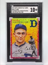 TY COBB 2023 TOPPS CHROME PLATINUM TOILE CREAM FUCHSIA LAVA /100 SGC 10 TIGERS