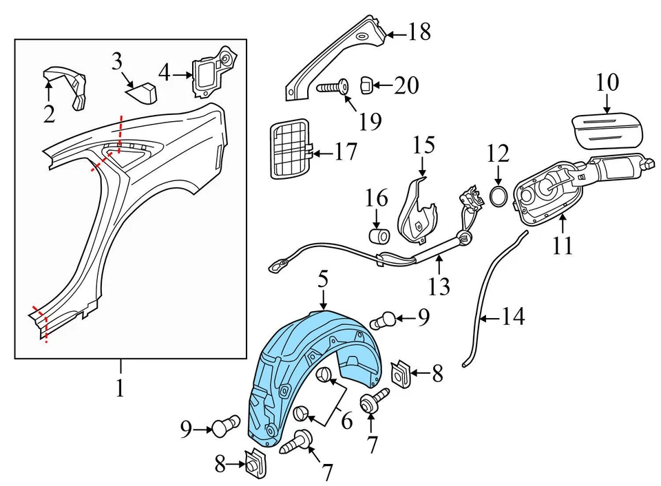 2013-2018 奥迪 S8 - 后左挡泥板衬里/防溅保护 4H0810171D — 第 4/4 张图片