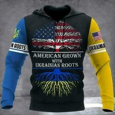 American Grown With Ukrainian Roots Support Ukraine Hoodie 3D Printed