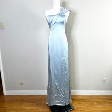 Dessy Collection 3100 One Shoulder Satin Gown Formal Evening Dress Mist Size 00