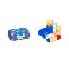 HAPPY SOCKS Kids Crew Travel Socks Gift Set 3 Pairs New In Box 12-24 Months