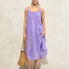 J Crew Women's Trapeze midi dress in ramie Large Violet Bouquet Color
