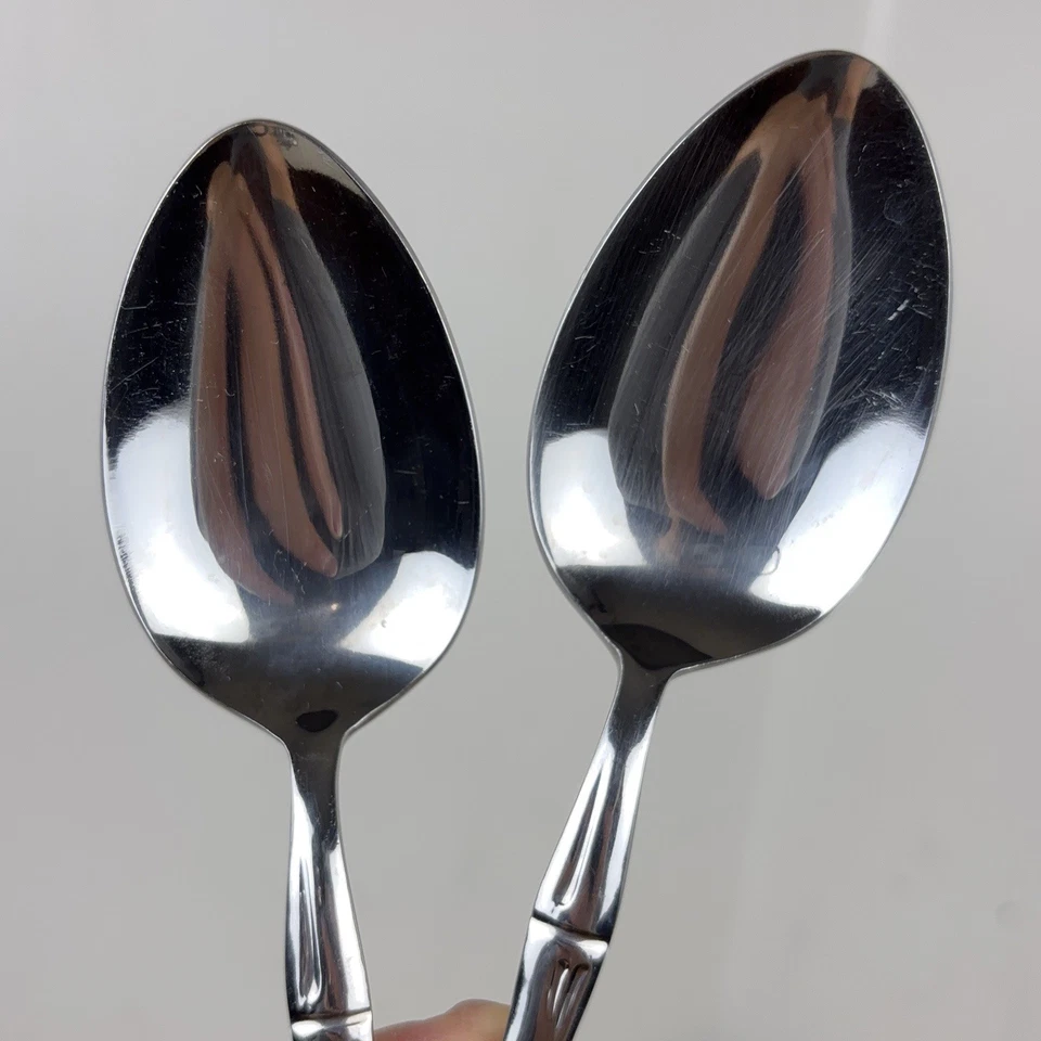 Reed & Barton Royal Bamboo Serving Spoons Stainless 8 1/8 Inches Long Set Lot 2 - Image 2 of 4