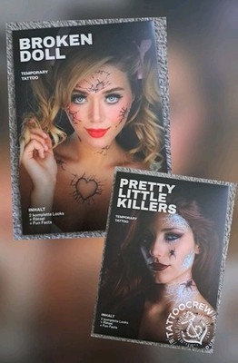 TATTOOCREW 2x  Temporary Tattoo /Broken Doll+Pretty Little Killers neu