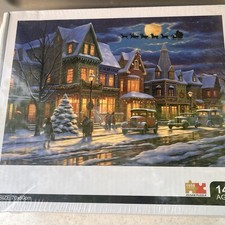 Two 1000 Piece Jigsaw Puzzles - Winter Scene Cabin Box sealed never used