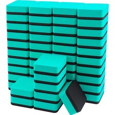 48 Pack Mini Magnetic Dry Erase Erasers, Whiteboard Cleaner, Green