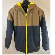 Columbia Kids Jacket Waterproof Hooded Brown Black Yellow Size XL 18 20