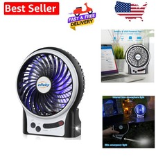 3-Speed Mini Desk Fan with LED Light, Portable USB Fan Quiet for Home, Office...