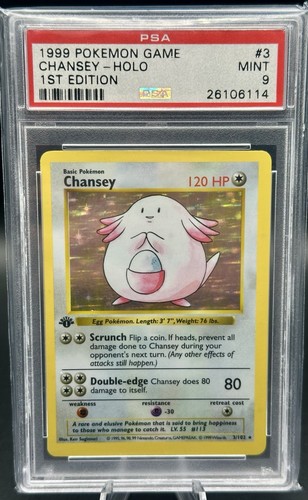Chansey (1st Edition) graded PSA 9 for sale on eBay
