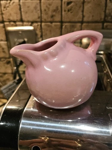Vintage Frankoma Art Pottery PINK Mini 3.5" Ball Creamer Pitcher #553