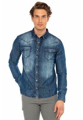 Cipo & Baxx JOE Mens Shirt Blue Denim CH165 all Sizes