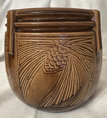 Antique Weller Jardiniere Planter Pinecone Pine Cone Glazed Mint