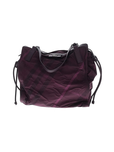 Burberry Women Purple Nylon Check Small Buckleigh Packable Tote One Size
