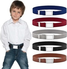 5 Pcs Kids Boys Belt, Adjustable Elastic Kids Belt with Square Buckle for Boy