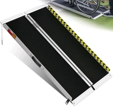 VNN Portable Wheelchair Ramp 4FT, Non-Slip Aluminum Folding Handicap Ramp Scoote