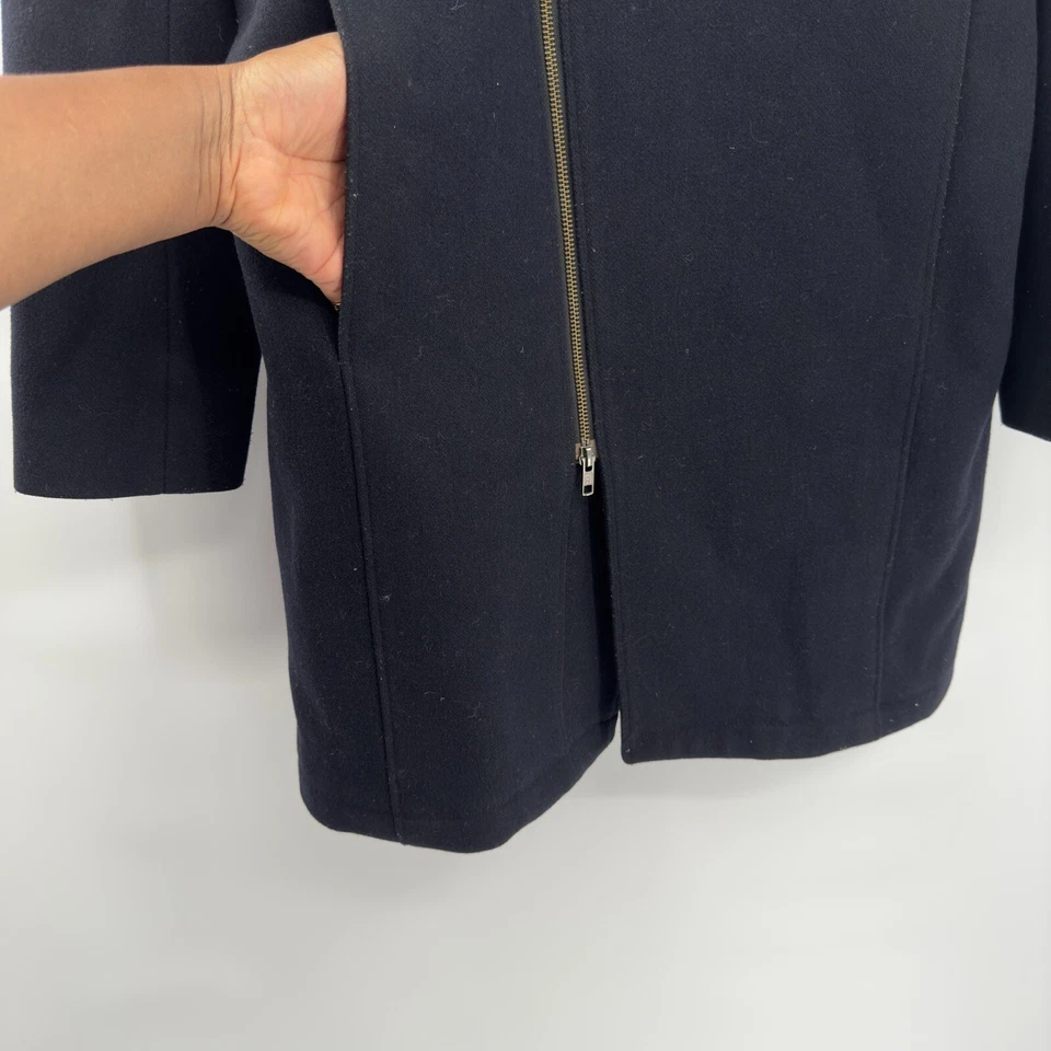 REISS Wool Blend Asymmetrical Zipper Coat in Black Size L - Image 4 of 4