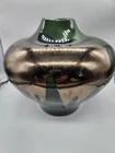 Vintage 1986 Haeger Green Raku Volcanic Drip Glaze Pottery Art Vase Sticker