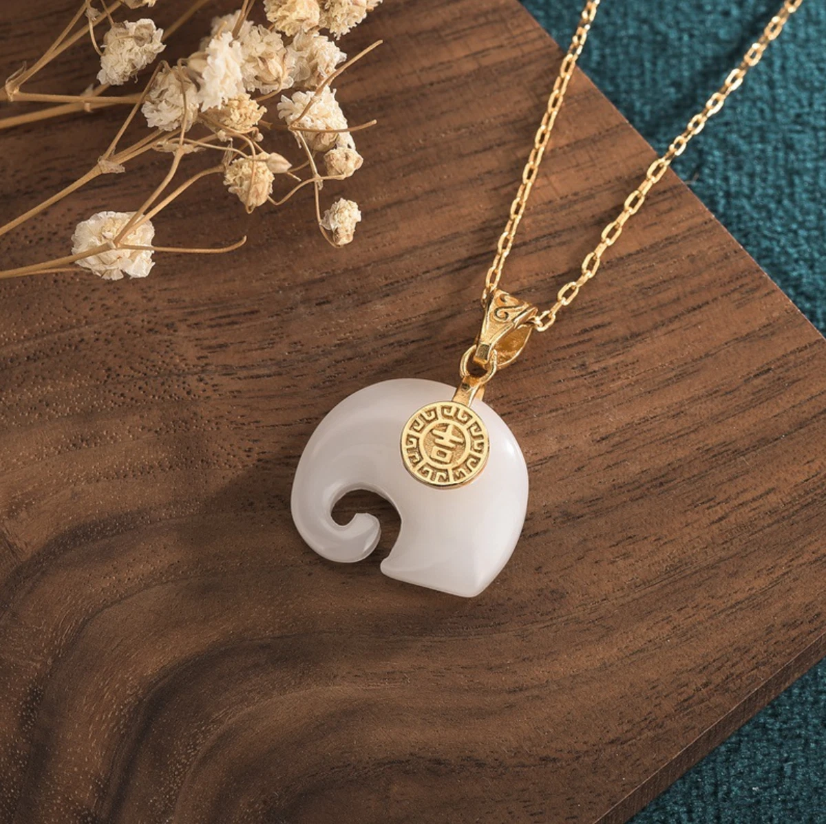 Jade elephant charm hot sale